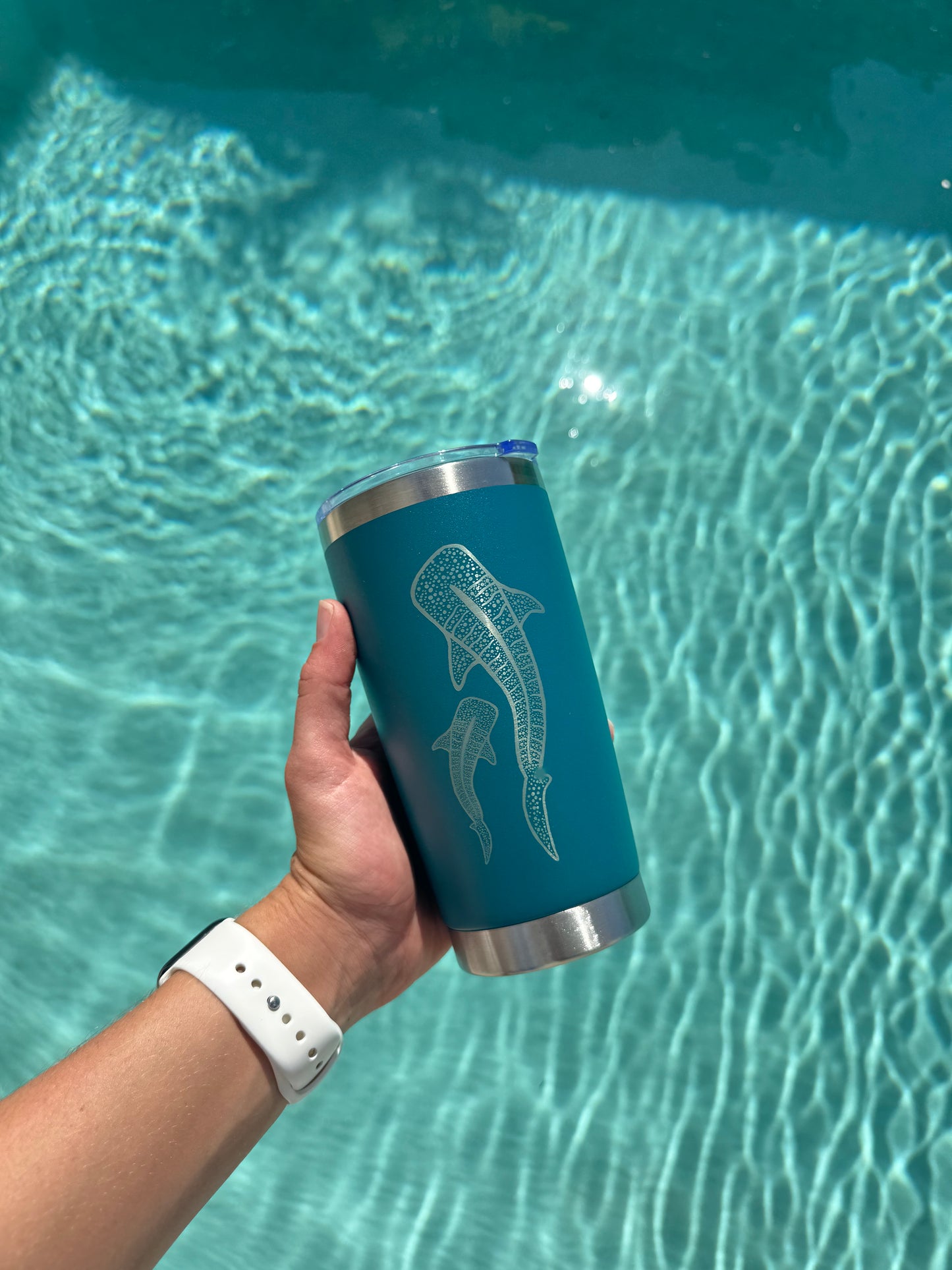 Teal Whale Shark Insulated Travel Mug