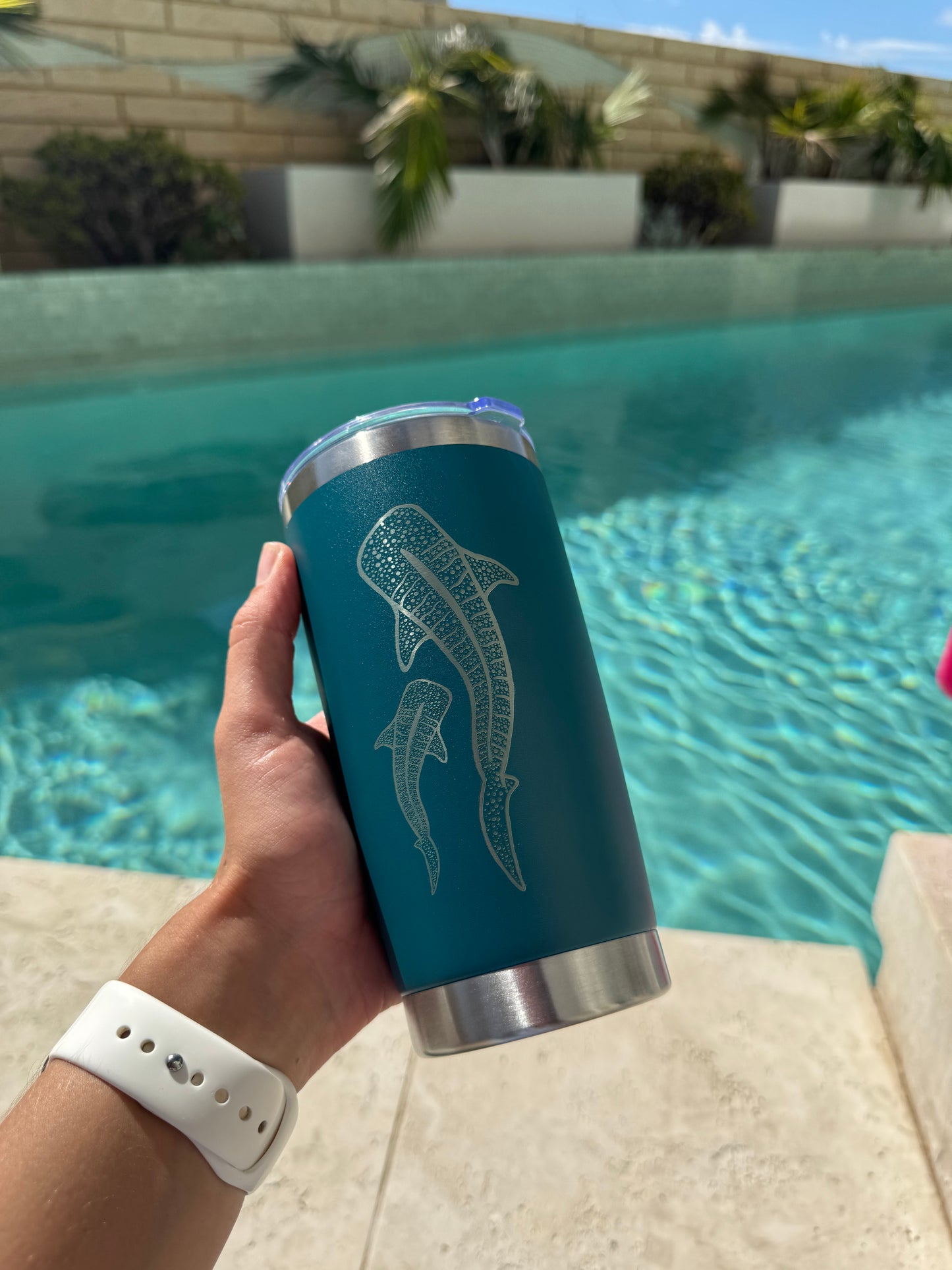 Teal Whale Shark Insulated Travel Mug