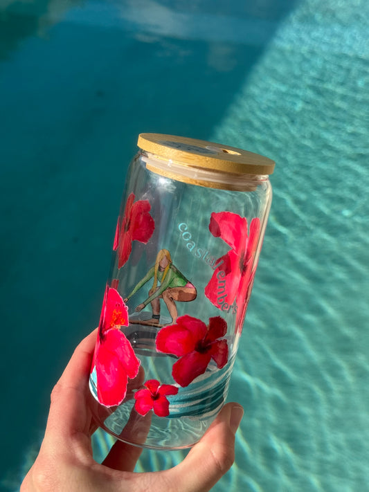 Surfer Girl Glass Tumbler