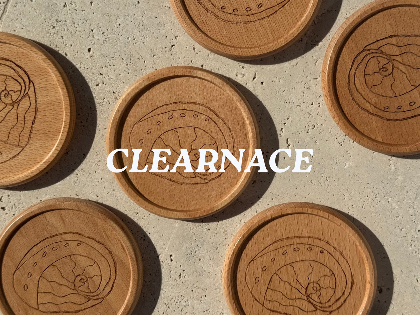 Round Wooden Engraved Coastal Coasters