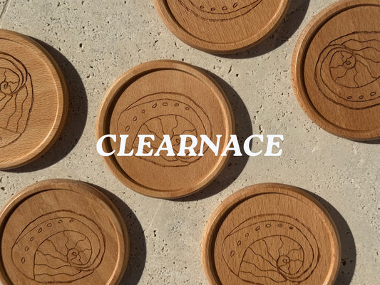 CLEARANCE Abalone Round Wooden Engraved Coasters