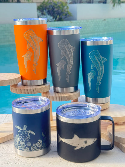 Teal Whale Shark Insulated Travel Mug