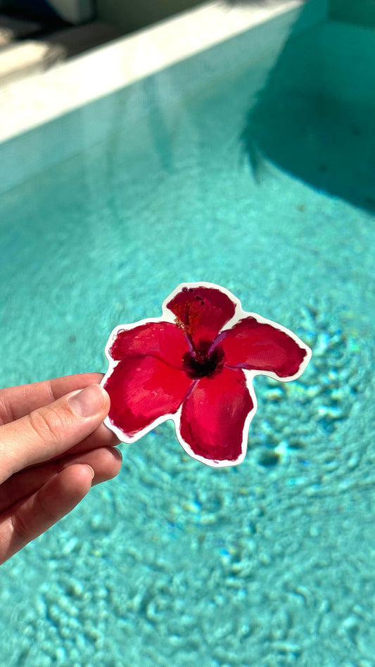 Red Hibiscus Sticker