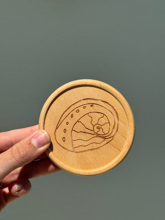 CLEARANCE Abalone Round Wooden Engraved Coasters