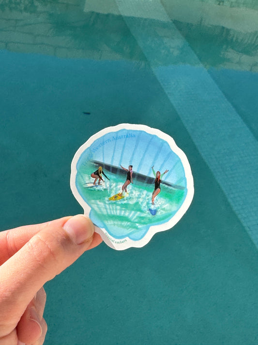 Surfer Clam Trigg Beach Sticker