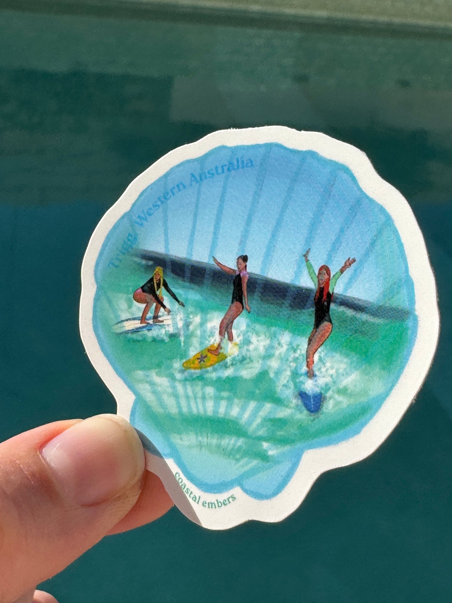 Surfer Clam Trigg Beach Sticker