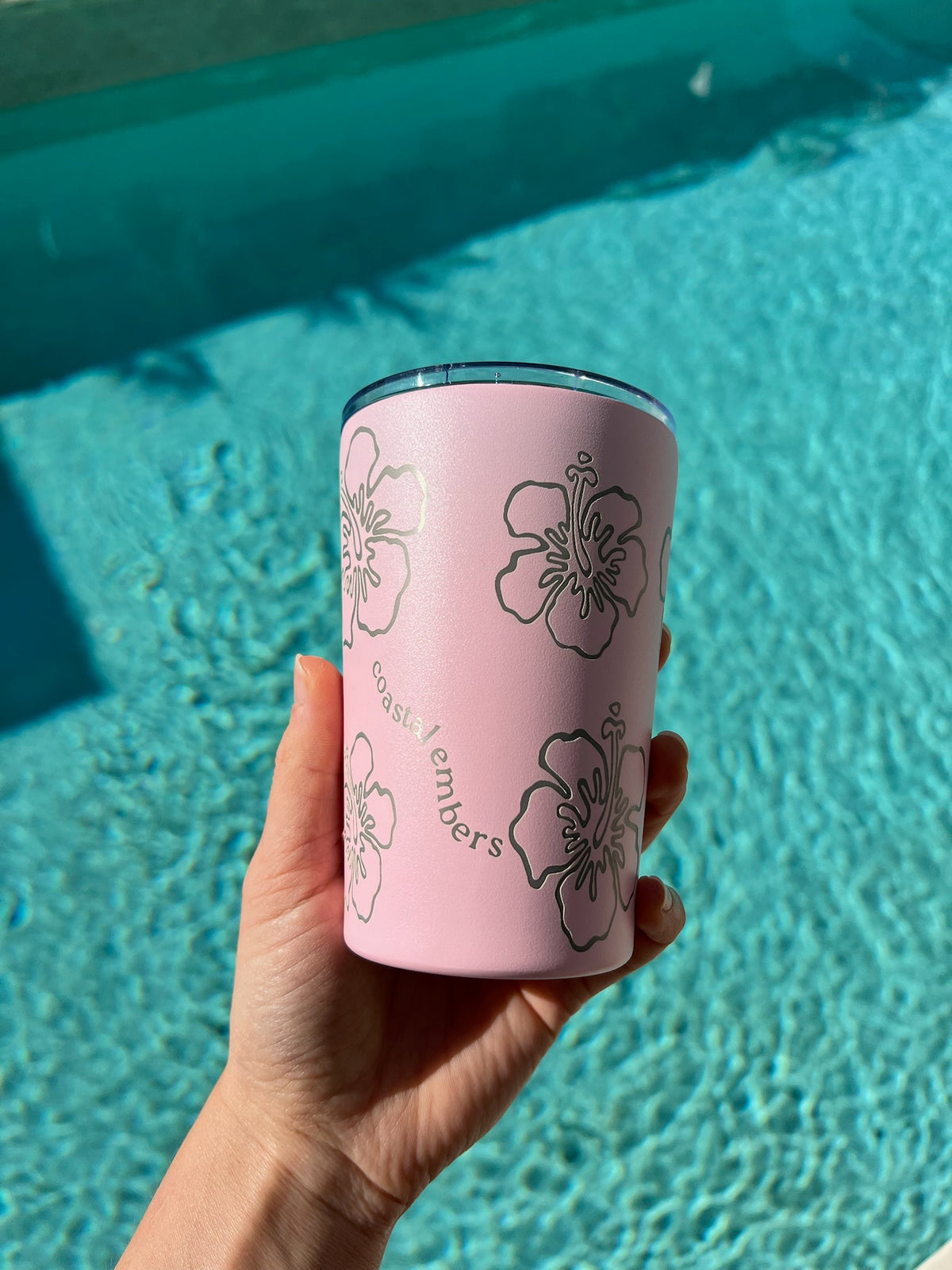 Pink hibiscus Insulated Travel Mug
