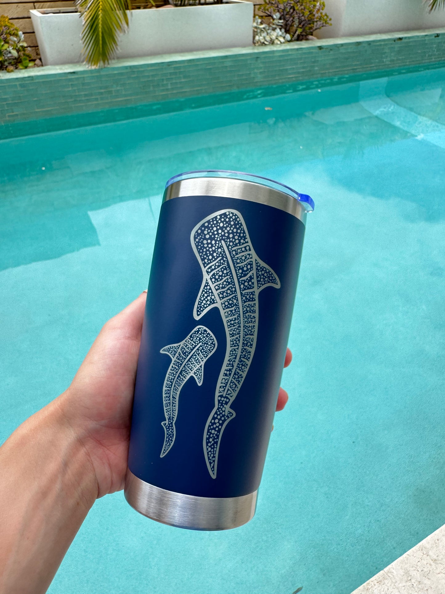 Navy Whale Shark Insulated Travel Mug