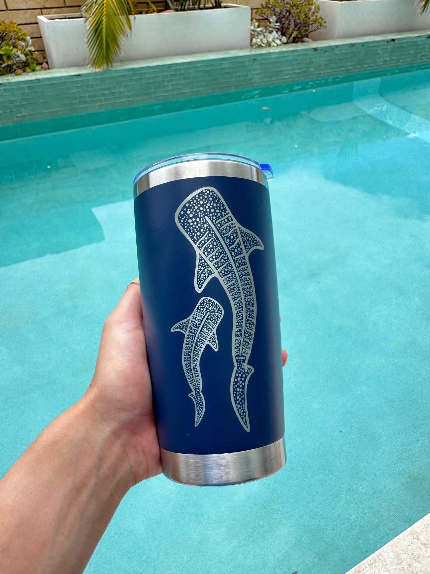 Navy Whale Shark Insulated Travel Mug