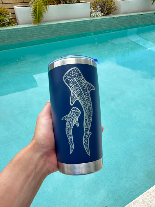 Navy Whale Shark Insulated Travel Mug