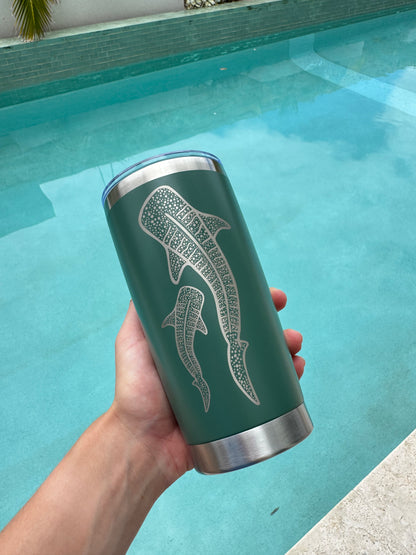Sage Green Whale Shark Insulated Travel Mug