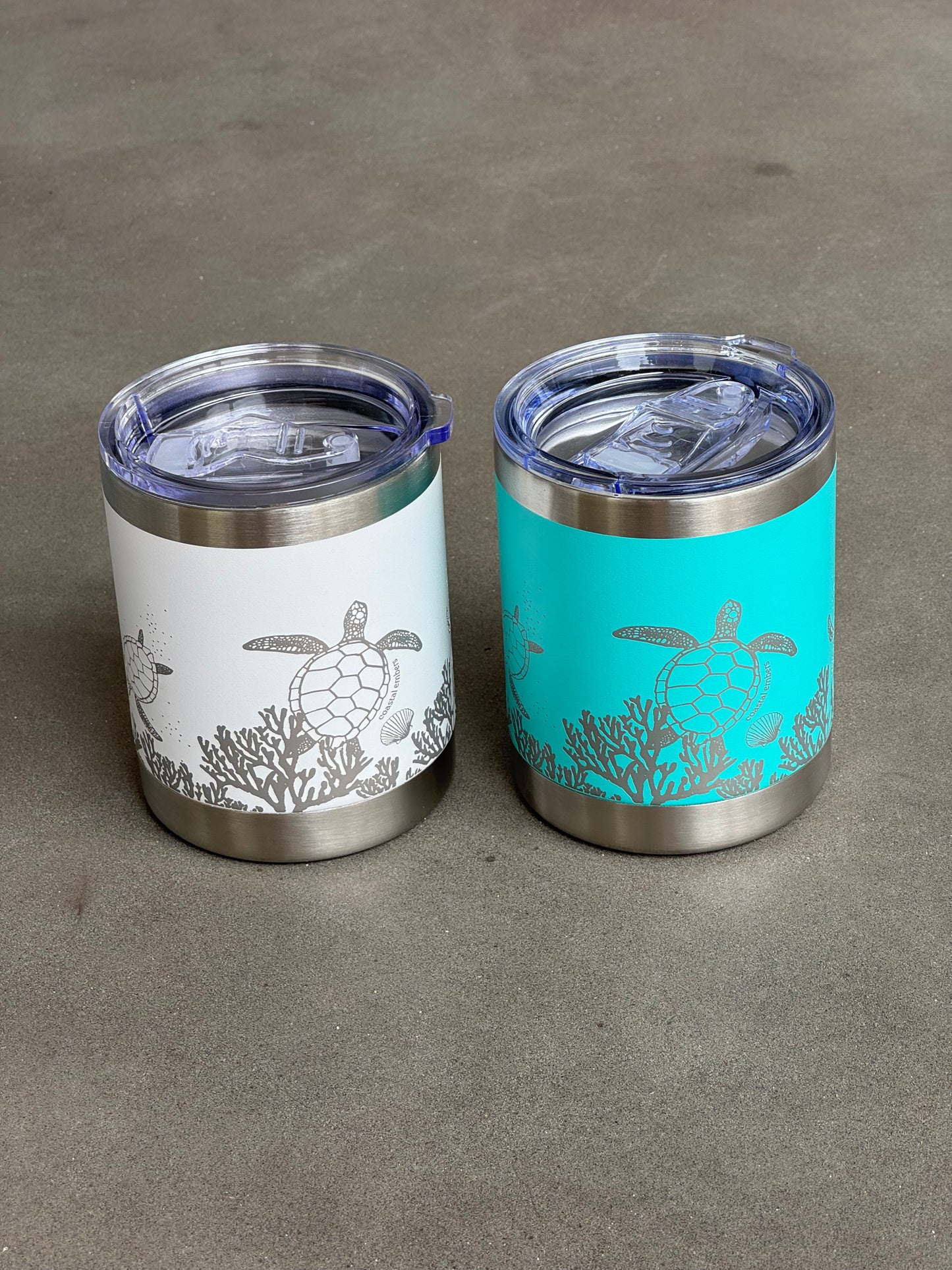 Aqua Coral Reef Turtle Insulated Travel Cup