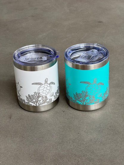 Aqua Coral Reef Turtle Insulated Travel Cup
