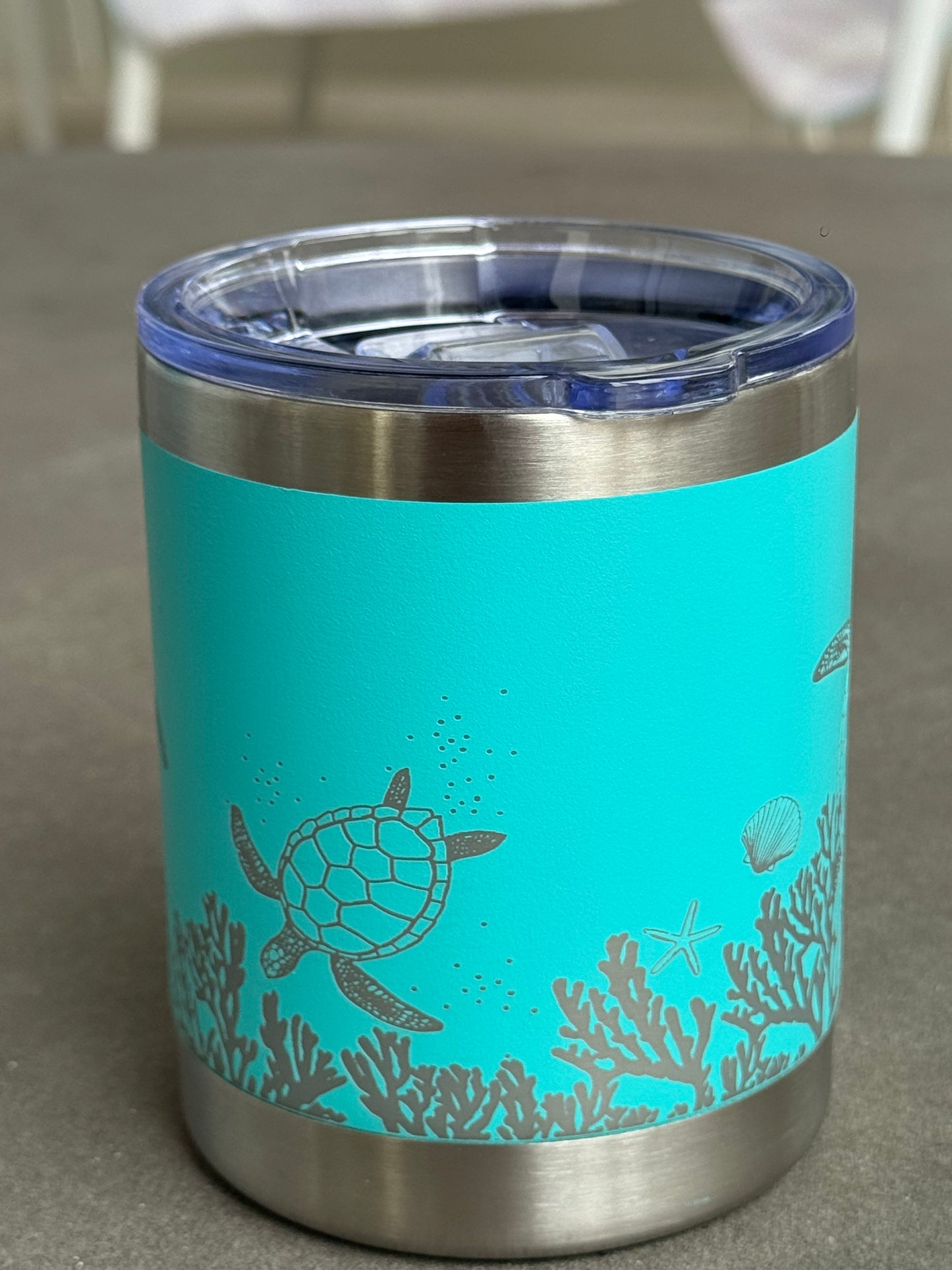 Aqua Coral Reef Turtle Insulated Travel Cup