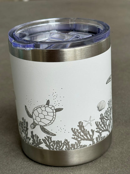 White Coral Reef Turtle Insulated Cup