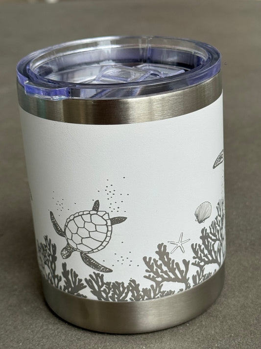 White Coral Reef Turtle Insulated Cup