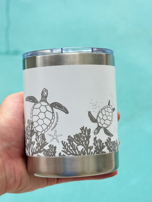 White Coral Reef Turtle Insulated Cup