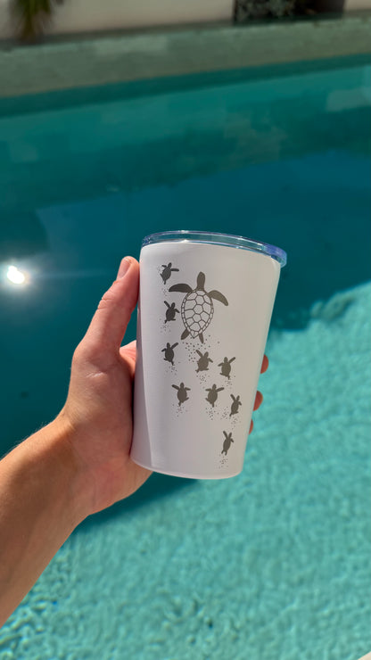 Turtle & Hatchling White Insulated Travel Cup