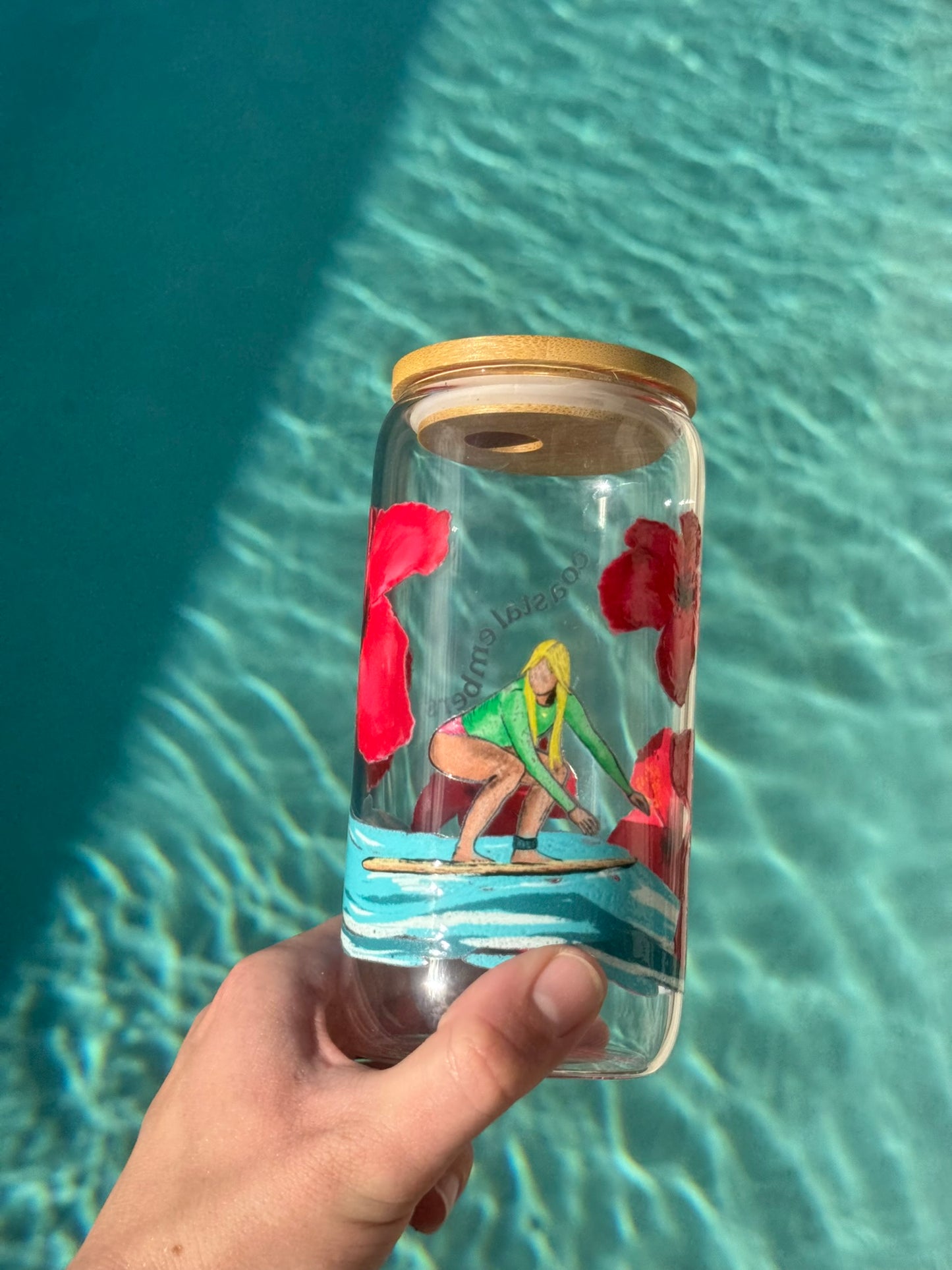 Surfer Girl Glass Tumbler