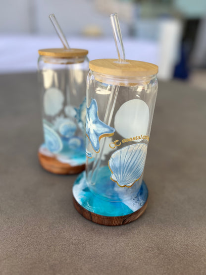 Golden Shell Glass Tumbler