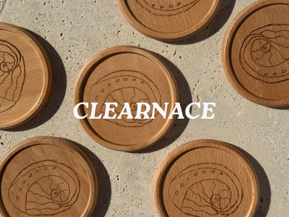 CLEARANCE Abalone Round Wooden Engraved Coasters