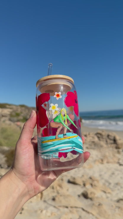 Surfer Girl Glass Tumbler