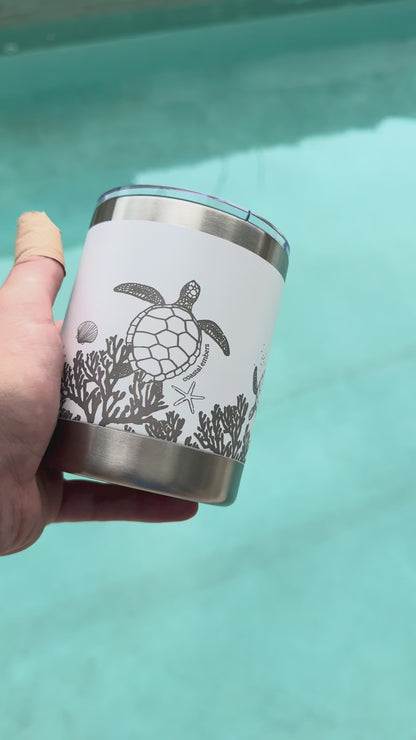 White Coral Reef Turtle Insulated Cup