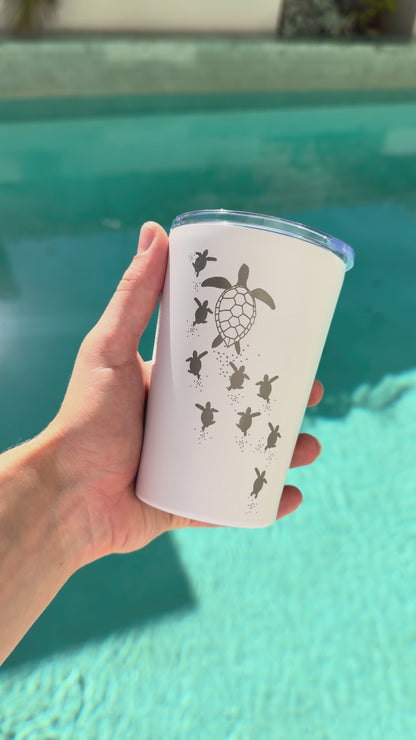 Turtle & Hatchling White Insulated Travel Cup